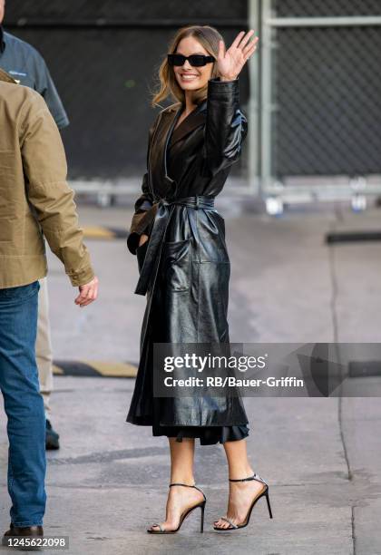 Margot Robbie is seen at "Jimmy Kimmel Live" on December 14, 2022 in Los Angeles, California.