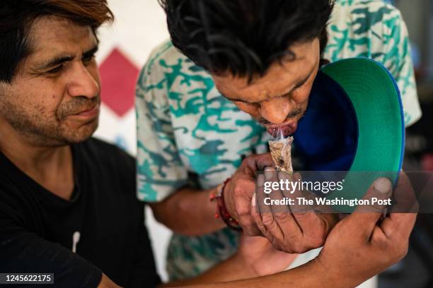 Deportees who have become addicted to fentanyl smoke it in the Zona Norte neighborhood of Tijuana, Mexico, Thursday, October 20, 2022.
