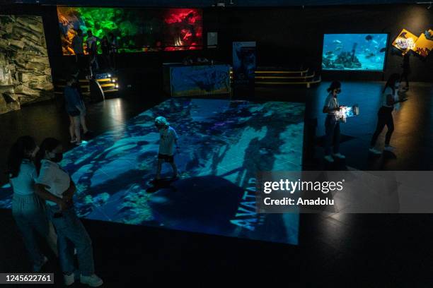 People visit the Virtual Pandoran Ocean Digital Activation Online at Manila Ocean Park to support The Nature Conservancy in Manila, Philippines on...