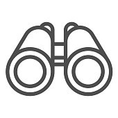 Binoculars line icon, ocean concept, Binocular sign on white background, marine researcher optical instrument icon in outline style for mobile concept and web design. Vector graphics.