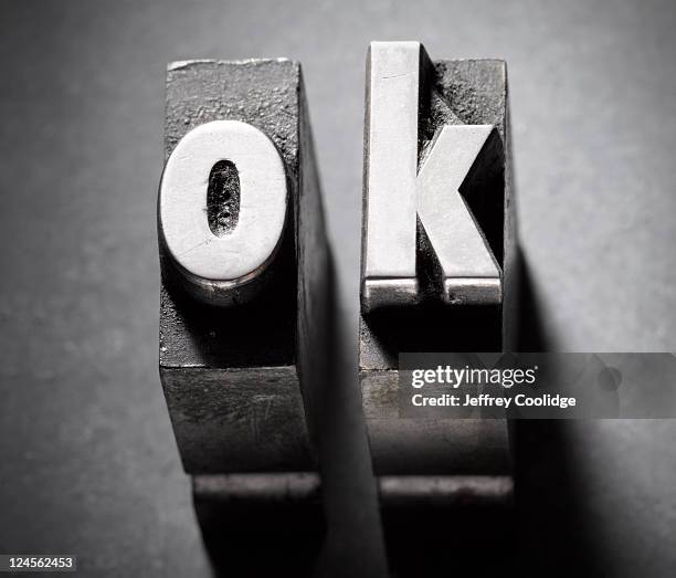 ok letterpress type - word stock-fotos und bilder