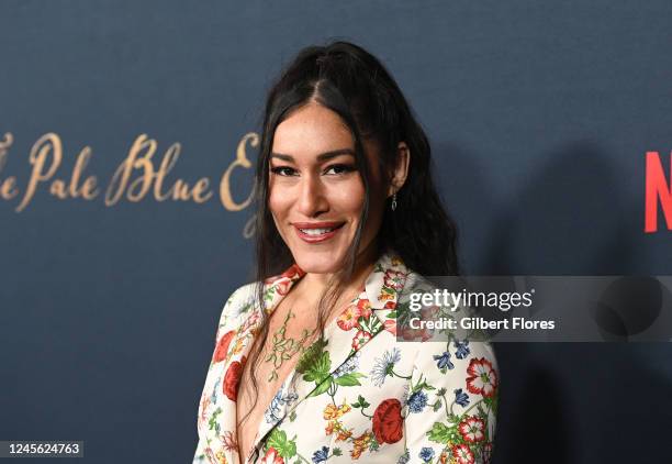 Orianka Kilcher at the premiere of Netflix's "The Pale Blue Eye" held at the DGA Theater on December 14, 2022 in Los Angeles, California.
