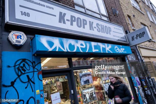 Pop shop in Shoreditch on 5th December 2022 in London, United Kingdom. K-pop, short for Korean popular music, is a form of popular music originating...