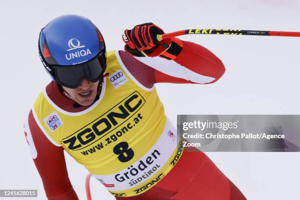 Matthias Mayer of team Austria celebrates during the Audi FIS Alpine Ski World Cup Men's Downhill Training on December 15, 2022 in Val Gardena, Italy.