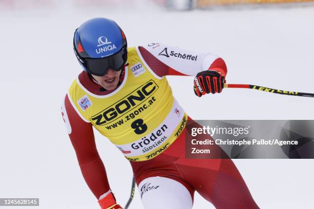 Matthias Mayer of team Austria celebrates during the Audi FIS Alpine Ski World Cup Men's Downhill Training on December 15, 2022 in Val Gardena, Italy.