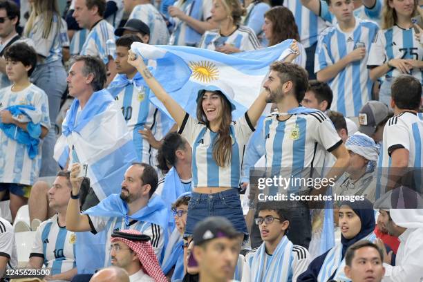 Supporters of Argentina during the World Cup match between Argentina v Croatia at the Lusail Stadium on December 13, 2022 in Lusail Qatar