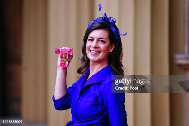 Journalist and campaigner Alexis Bowater after being made an Officer of the Order of the British Empire for services to the safety and equality of...