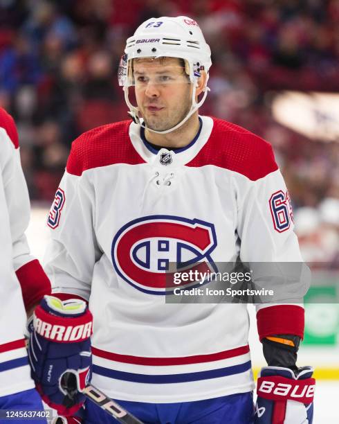 Montreal Canadiens Left Wing Evgenii Dadonov before a face-off during first period National Hockey League action between the Montreal Canadiens and...