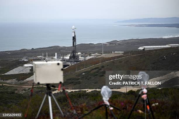 SpaceX Falcon 9 rocket stands on a launch pad with the Surface Water and Ocean Topography satellite from NASA and France's space agency CNES at the...