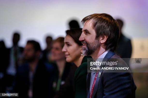 Steven Guilbeault, Canadian Minister for Ecology, listens to speakers during a High Ambition Coalition for Nature and People celebration event in the...