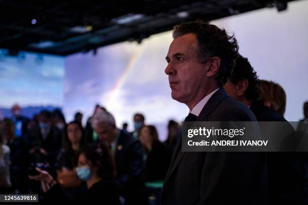 Christophe Bechu, French Minister for Ecology, listens to speakers during a High Ambition Coalition for Nature and People celebration event in the...