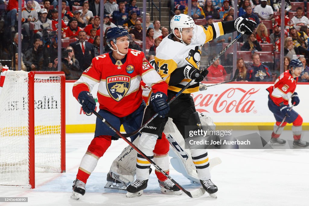 Jan Rutta Jan Rutta of the Pittsburgh Penguins battles for position in front of ...