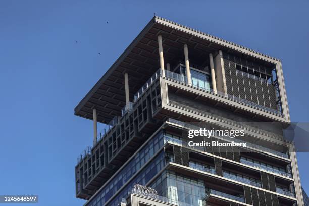 Antilia, a residence of Mukesh Ambani, chairman and managing director of the Reliance Industries Ltd., in Mumbai, India, on Tuesday, Jan 26, 2021....