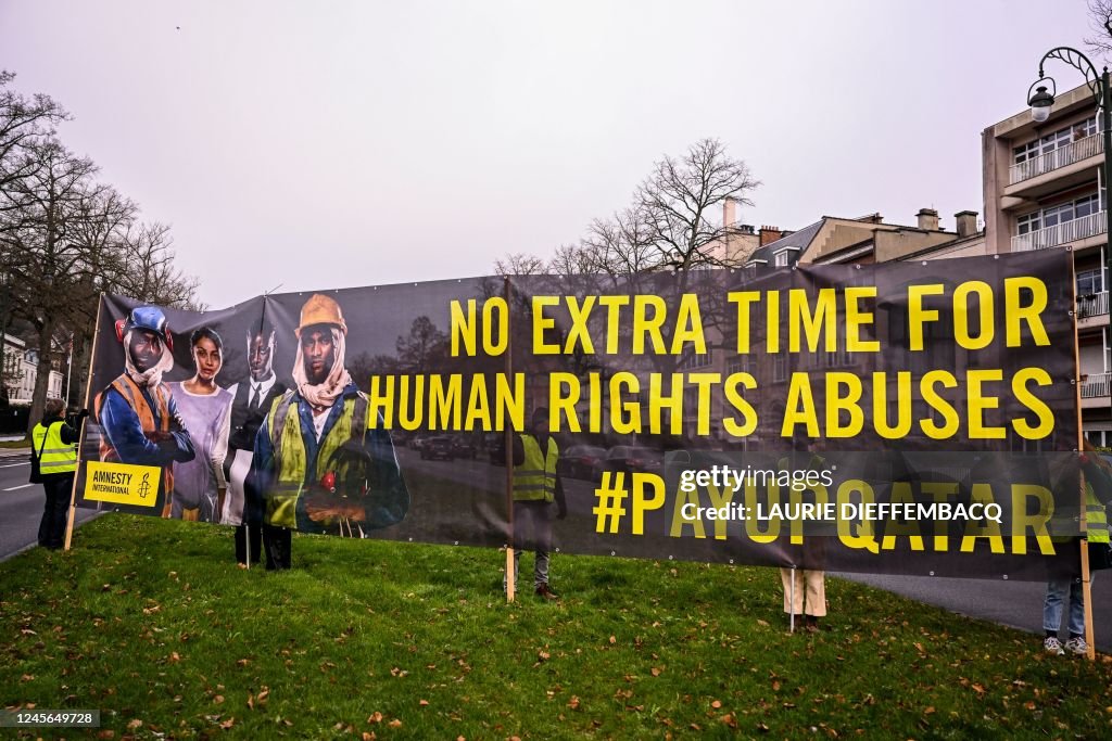 AMNESTY INTERNATIONAL PROTEST QATAR HUMAN RIGHTS
