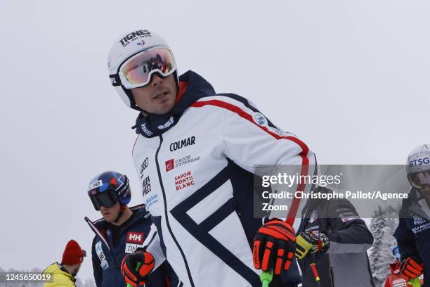 Johan Clarey of Team France inspects the course during the Audi FIS Alpine Ski World Cup Men's Super G on December 16, 2022 in Val Gardena, Italy.