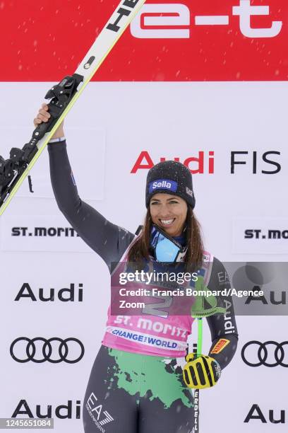 Elena Curtoni of Team Italy takes 1st place during the Audi FIS Alpine Ski World Cup Women's Downhill on December 16, 2022 in St Moritz, Switzerland.