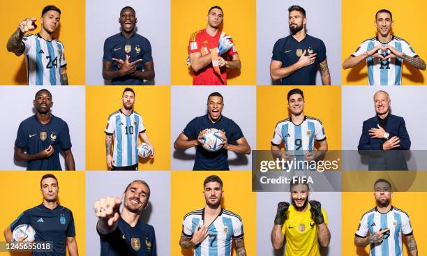 In this composite image a comparison has been made between the players and Head Coach of France and Argentina. France and Argentina meet in the FIFA...