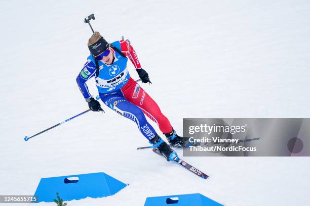 Sophie Chauveau of France competes during the Women 7.5 km Sprint at the BMW IBU World Cup Biathlon Annecy-Le Grand Bornand on December 16, 2022 in...
