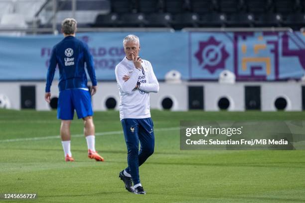 Head coach Didier Deschamps of France during the Training Session at on December 16, 2022 in Doha, Qatar.