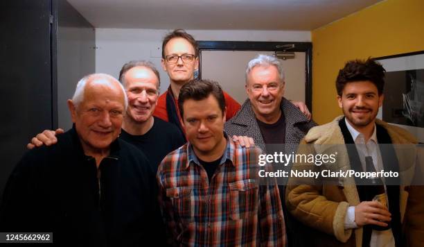 Actors Steven Berkoff, George Telfer, Paul Trussell , Glen McCready, Jay Benedict and Julian Spooner at a rehearsal reading for the play "Corpse" by...