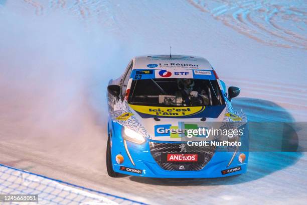 Pas de la Casa, ANDORRA - 2022 December 16: Nathanael BERTHON on his PEUGEOT e208 during Andros Trophy Race qualifying at Pas de la Casa circuit on...