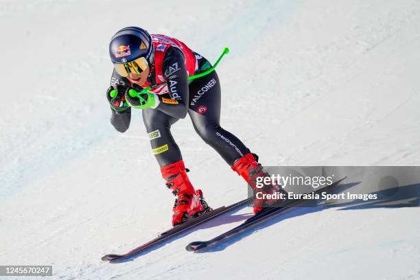 Sofia Goggia of Italy in action during the Womens Downhill on December 17, 2022 at Corviglia in St Moritz, Switzerland.