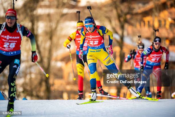 Hanna Oeberg of Sweden in action competes during the Women 10 km Pursuit at the BMW IBU World Cup Biathlon Annecy-Le Grand Bornand on December 17,...