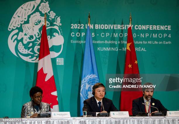 Executive Secretary of the UN Convention on Biological Diversity, Elizabeth Maruma Mrema; Chinese Ecology and Environment Minister, Huang Runqiu; and...
