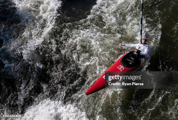 Australian Canoeist Jess Fox trains at Penrith Whitewater Stadium on June 05, 2020 in Sydney, Australia.