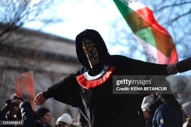 People protest against executions and detentions in Iran, in front of the Iranian Permanent Mission to the UN in New York City on December 17, 2022.