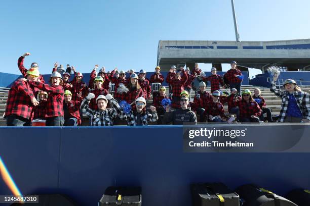 Members of the Colorado School of Mines Orediggers band cheer before the game against the Ferris State Bulldogs during the Division II Football...