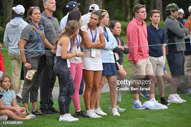 Sam Woods, daughter of Tiger Woods, stands along the 15th hole during the first round of the PGA TOUR Champions PNC Championship at The Ritz-Carlton...