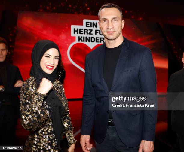 Zeina Nassar and Wladimir Klitschko during the "Ein Herz fuer Kinder" Gala at Studio Berlin Adlershof on December 17, 2022 in Berlin, Germany.