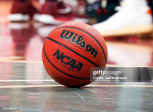 An official Wilson NCAA Basketball on the court during a time out between the St Johns Red Storm and the Florida State Seminoles at the AutoNation...