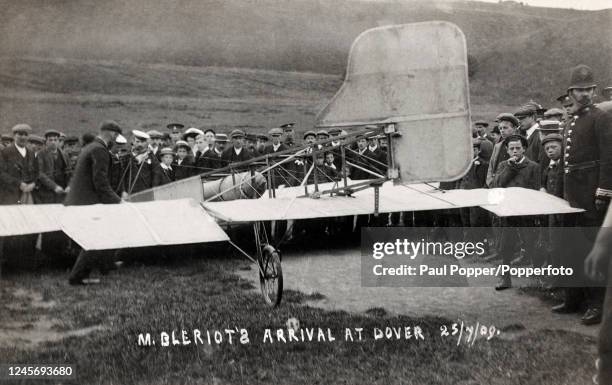 French aviator Louis Bleriot after arriving in Dover, completing the first flight across the English Channel on 25th July 1909.