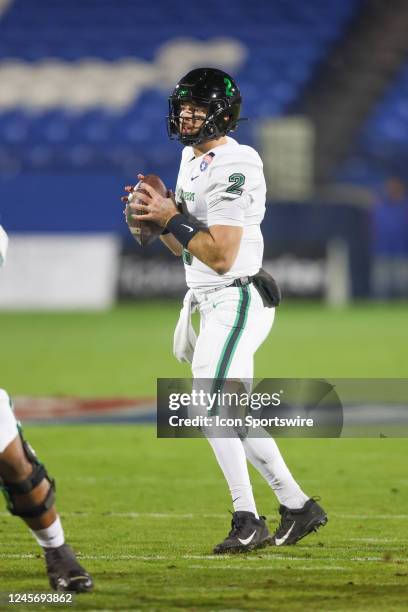 North Texas Mean Green quarterback Austin Aune passes during the Frisco Bowl game between North Texas and Boise State on December 17, 2022 at Toyota...