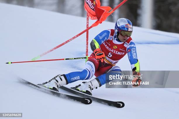 France's Alexis Pinturault competes in the first run of the Men's Giant Slalom event during the FIS Alpine ski World Cup in Alta Badia, on December...