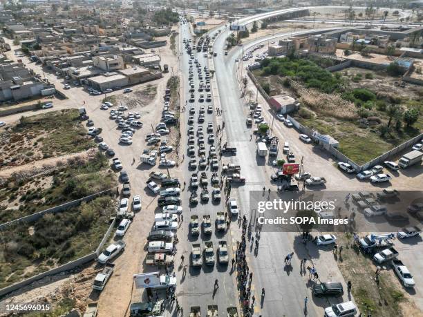 View of a military parade in Misrata. Libyan security forces affiliated with Tripoli-based interim Prime Minister Abdelhamid Dbeibah took part in a...