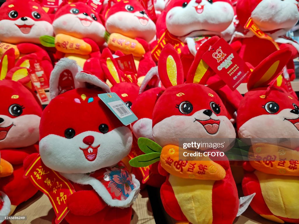 China Rabbit Mascot YICHANG, CHINA - DECEMBER 18, 2022 - Mascots of the Year of the... News ...