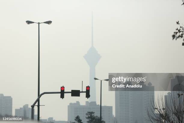 General view of the city turning gray due to the high levels of air pollution in Tehran, Iran on December 18, 2022. Air pollution is "unhealthy for...