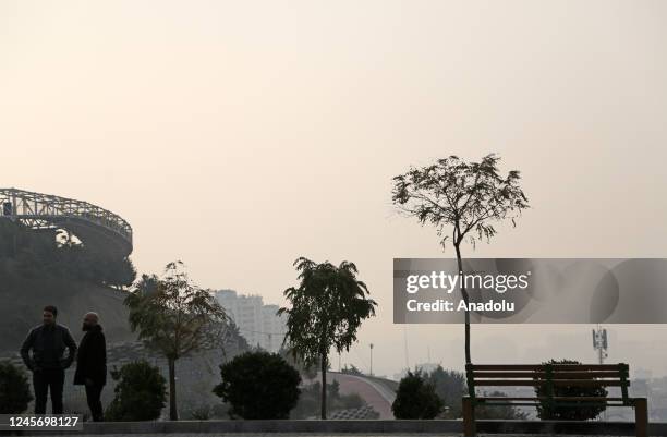 General view of the city turning gray due to the high levels of air pollution in Tehran, Iran on December 18, 2022. Air pollution is "unhealthy for...