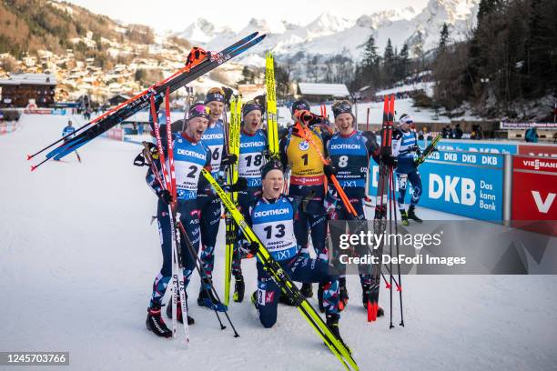 Sturla Holm Laegreid of Norway, Vetle Sjaastad Christiansen of Norway, Tarjei Boe of Norway, Johannes Thingnes Boe of Norway, Filip Fjeld Andersen of...