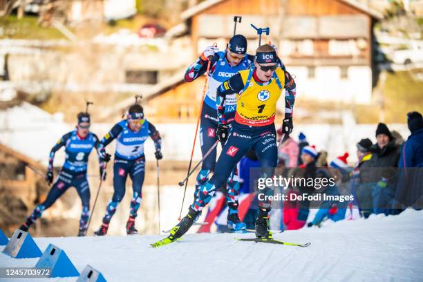 Johannes Thingnes Boe of Norway in action competes during the Men 15 km Mass Start at the BMW IBU World Cup Biathlon Annecy-Le Grand Bornand on...