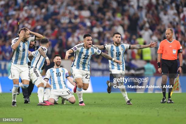 Players of Argentina Celebrate after winning the FIFA World Cup during the FIFA World Cup Qatar 2022 Final match between Argentina and France at...