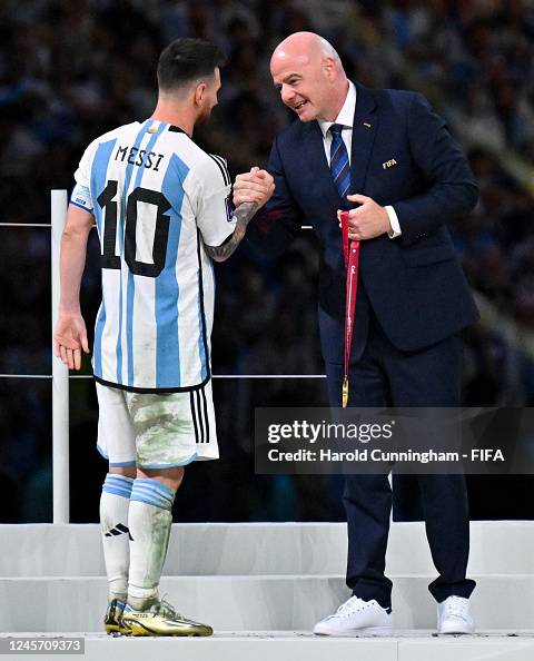 President Gianni Infantino Presents Medal To Lionel Messi Of News president-gianni-infantino-presents-medal-to-lionel-messi-of-news