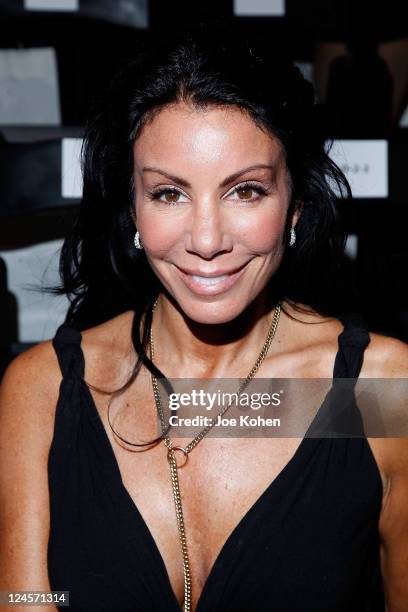 Personality Danielle Staub attends the Venexiana Spring 2012 fashion show during Mercedes-Benz Fashion Week at The Studio at Lincoln Center on...