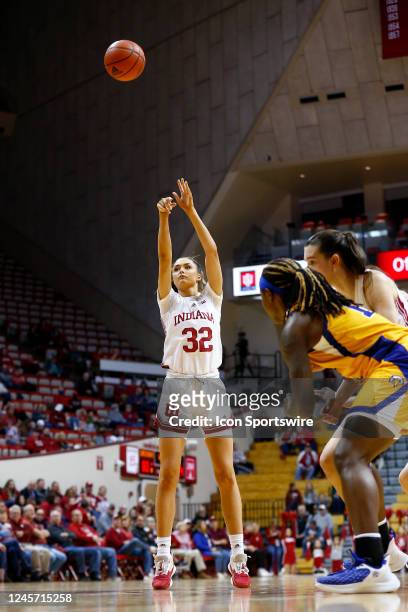 Indiana Hoosiers forward Alyssa Geary knocks down the free throw during a womens college basketball game between the Morehead State Eagles and the...
