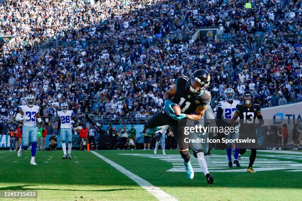 Jacksonville Jaguars wide receiver Marvin Jones Jr. Catches a pass for a touchdown during the game between the Dallas Cowboys and the Jacksonville...