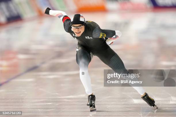 Moritz Klein of Germany competing on the Men's A Group 1000m during the ISU Speed Skating World Cup 4 on December 18, 2022 in Calgary, Canada