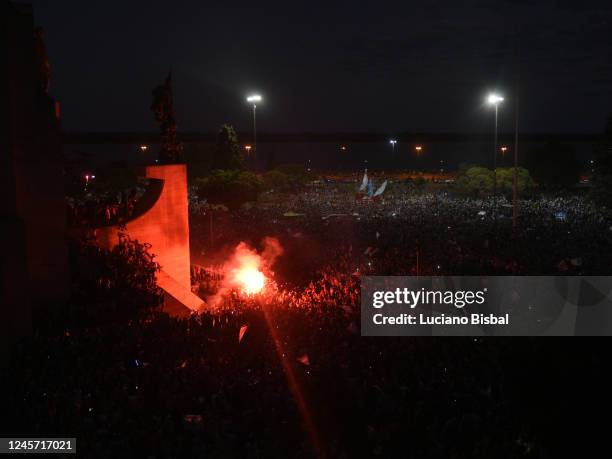 Fans of Argentina celebrate at the National Flag Memorial after their team´s victory in the final match of the FIFA World Cup Qatar 2022 against...